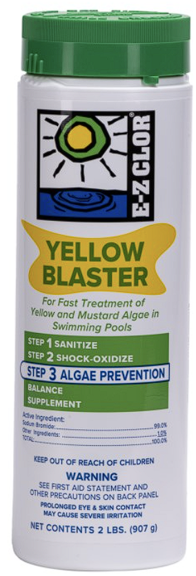 A can of yellow blaster algae control