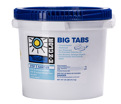 A tub of ez clor big tabs